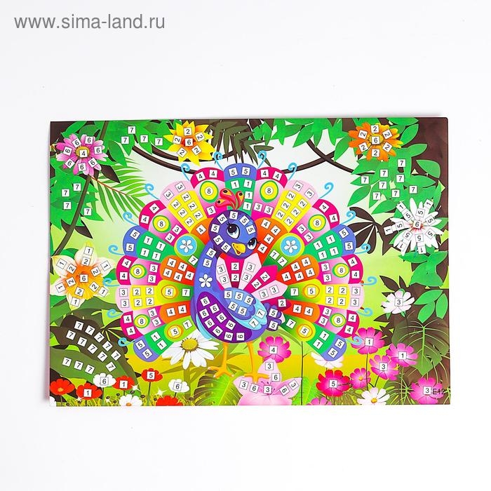 Мозаика стикерная «Павлин» блестки, стразы Мозаика стикерная «Павлин» блестки, стразы