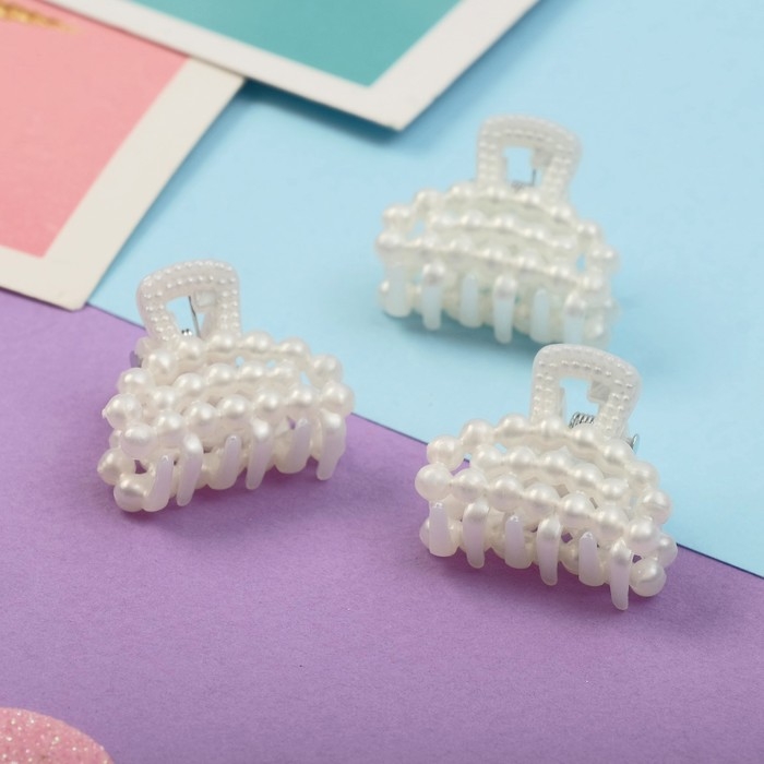 Краб для волос  Краб для волос "Беатрис зайка" (набор 5 шт) классика, 2,5 см, белый