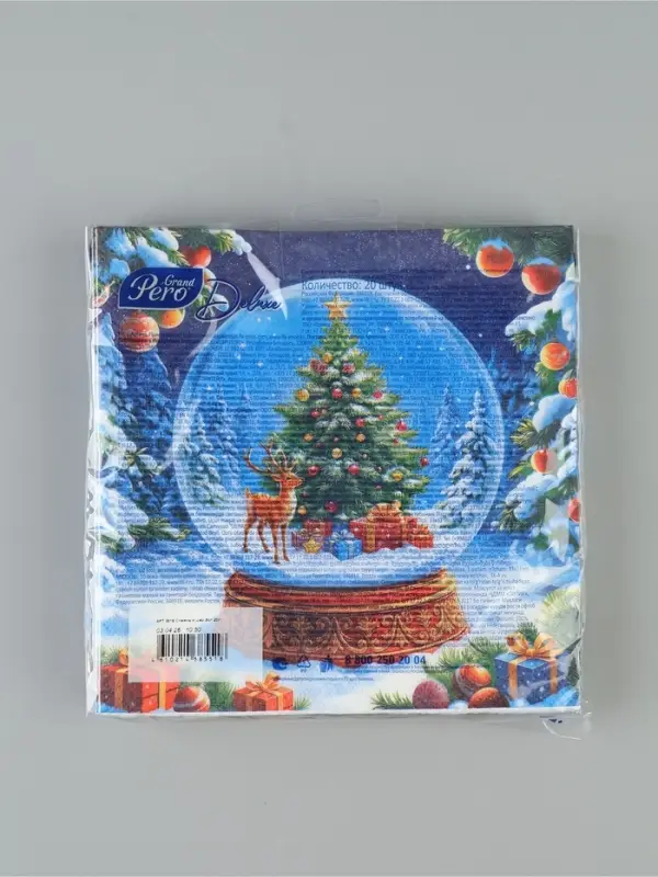 Салфетки новогодние бумажные &laquo;Снежный шар&raquo;, 33&times;33, 3 слоя, 20 шт.