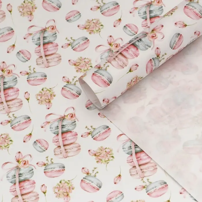 Бумага упаковочная крафт "Макаруны", МИКС, 50 х 70 см