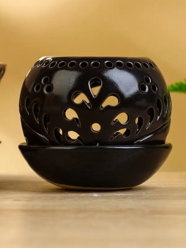 Аромалампа "Магнолия" керамика, цв. тёмно-коричневый, 10х10х9 см