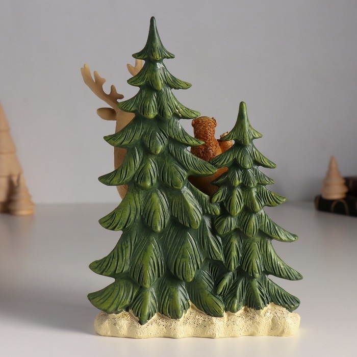 Сувенир полистоун Сувенир полистоун "Оленёнок с птичками у ёлочек" 14х8х20 см