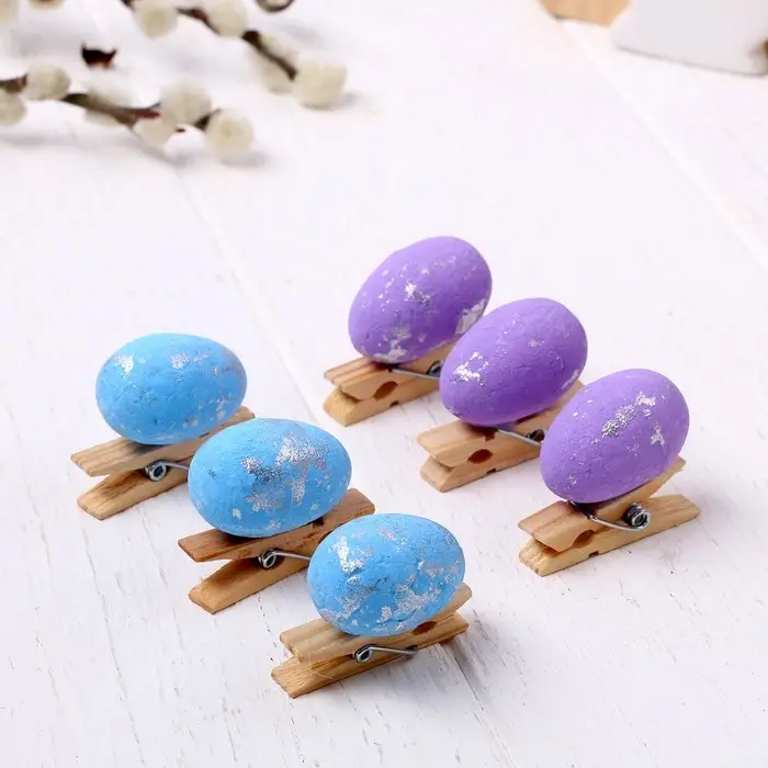 Прищепки пасхальные «Яйца» 6 шт., МИКС Прищепки пасхальные «Яйца» 6 шт., МИКС