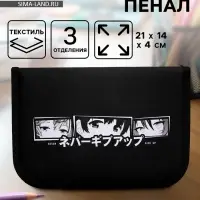 Пенал школьный, 3 секции, 14&times;21&times;4 см &laquo;Аниме глаза&raquo;