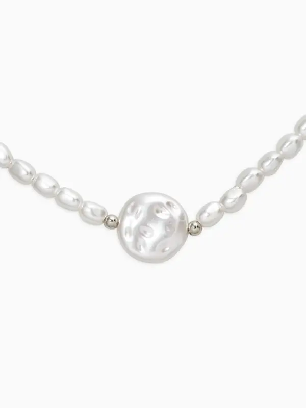 Колье жемчг "Барокко", цвет белый в серебре