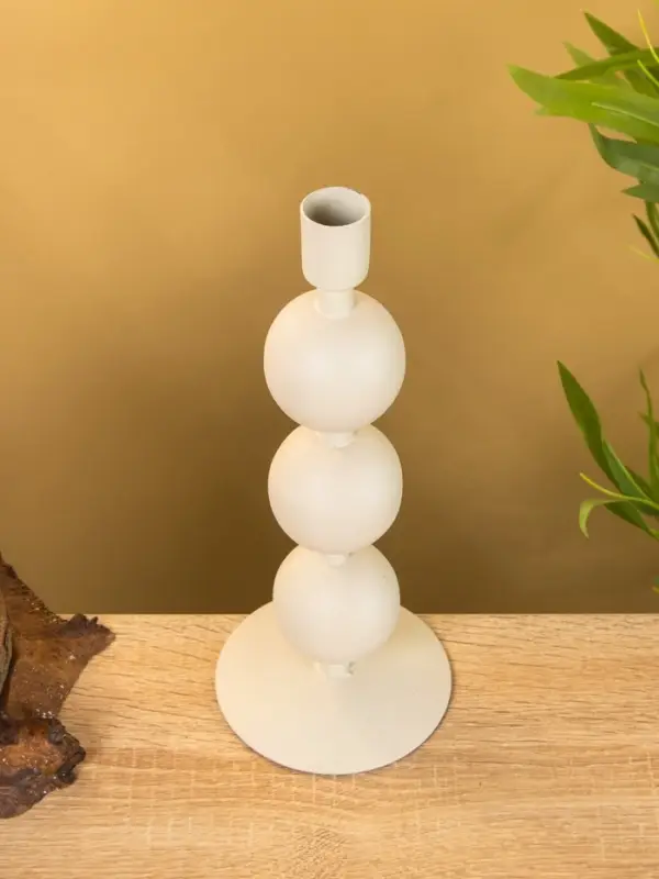 Подсвечник на 1 свечу текстурный  Подсвечник на 1 свечу текстурный "Фисташковый" с 3 сферами 10х10х25 см