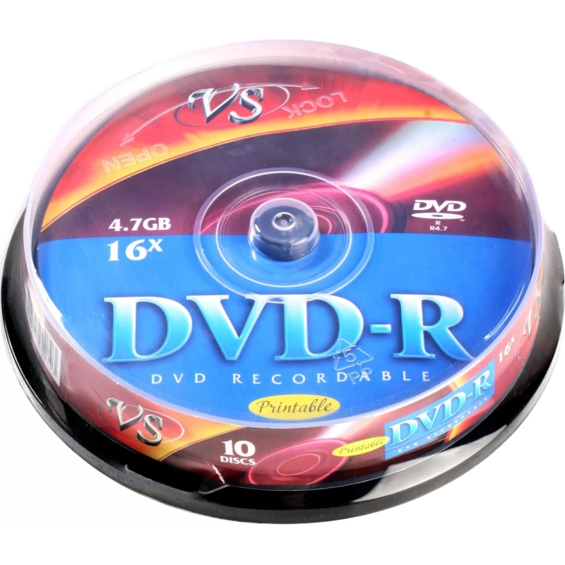 Носители информации DVD-R 4,7 GB 16x, VS, 10шт/уп Ink Print