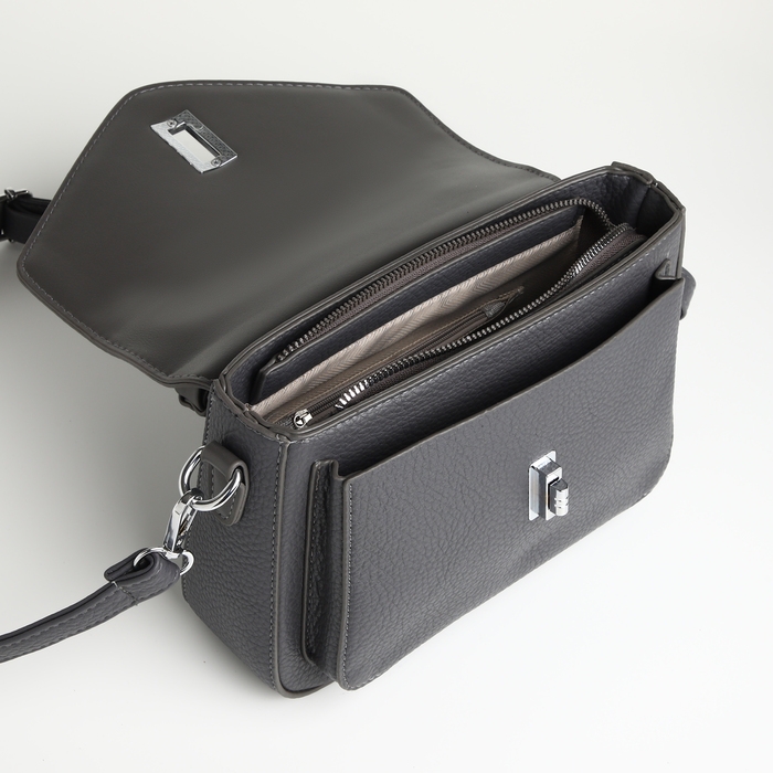 Сумка женская на клапане TEXTURA, маленький размер, цвет тёмно-серый Сумка женская на клапане TEXTURA, маленький размер, цвет тёмно-серый