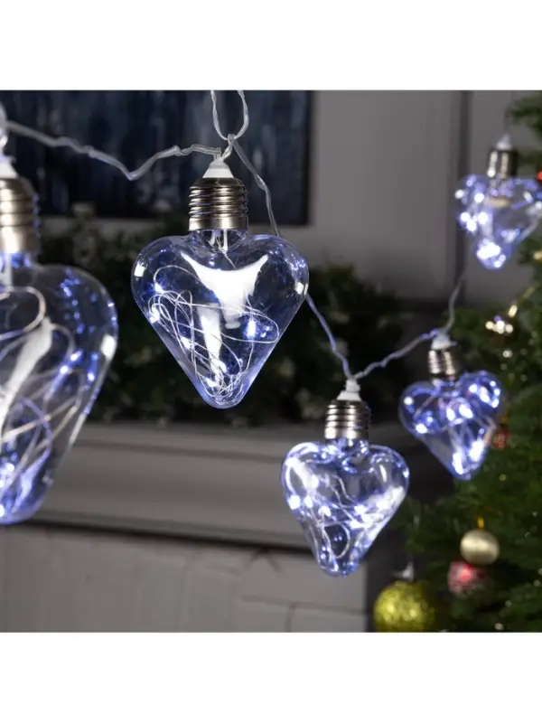 Гирлянда &laquo;Нить&raquo; 3 м с насадками &laquo;Лампочки сердца&raquo;, IP20, прозрачная нить, 80 LED, свечение белое, 8 режимов, 220 В