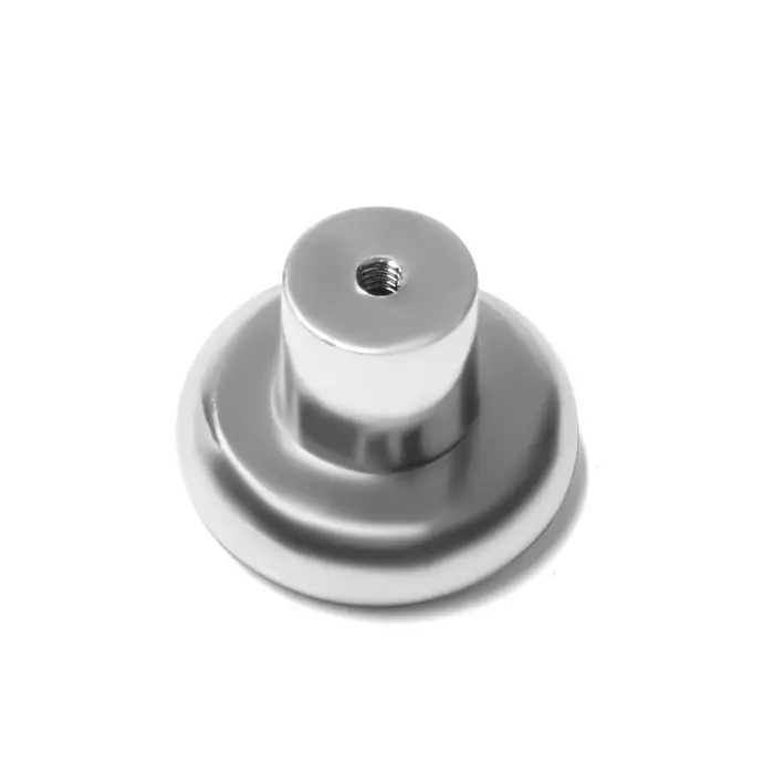 Ручка-кнопка ТУНДРА РК101, цвет хром с черной вставкой Ручка-кнопка ТУНДРА РК101, цвет хром с черной вставкой