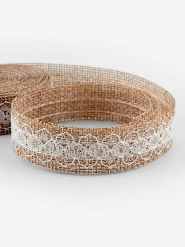 Лента текстильная &laquo;Кружево&raquo;, 20 мм, 4.5&plusmn;0.5 м, бежевая