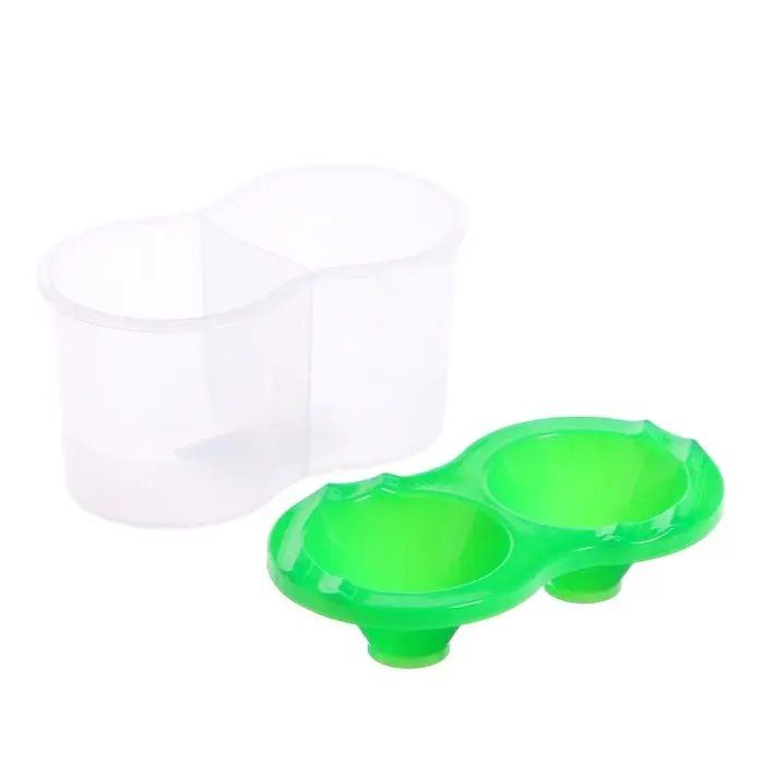 Стакан - непроливайка для рисования двойной Calligrata, 150 мл &times;2, с держателем для кистей, зелёный