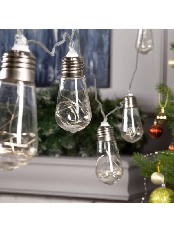 Гирлянда &laquo;Нить&raquo; 3 м с насадками &laquo;Лампа&raquo;, IP20, прозрачная нить, 80 LED, свечение мульти, 8 режимов, 220 В