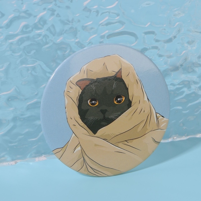 Зеркало карманное «Кот», d = 7 см, разноцветное Зеркало карманное «Кот», d = 7 см, разноцветное