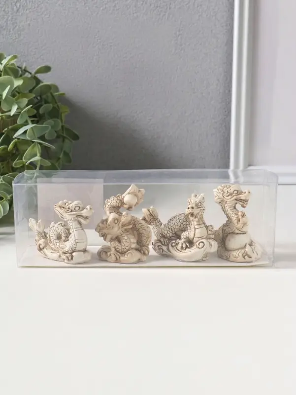 Сувенир полистоун "Китайский дракон" набор 4 шт беж 3х4х6,5 см