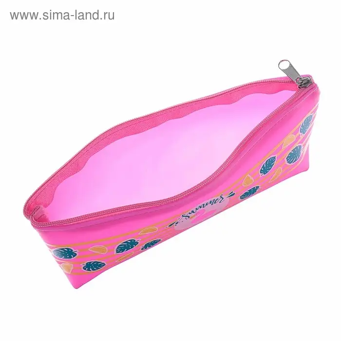 Пенал школьный Calligrata Summer, на молнии, 1 отделение, силикон, розовый Пенал школьный Calligrata Summer, на молнии, 1 отделение, силикон, розовый