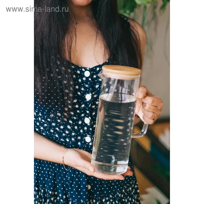 Кувшин стеклянный с бамбуковой крышкой Magistro &laquo;Эко&raquo;, 1,3 л