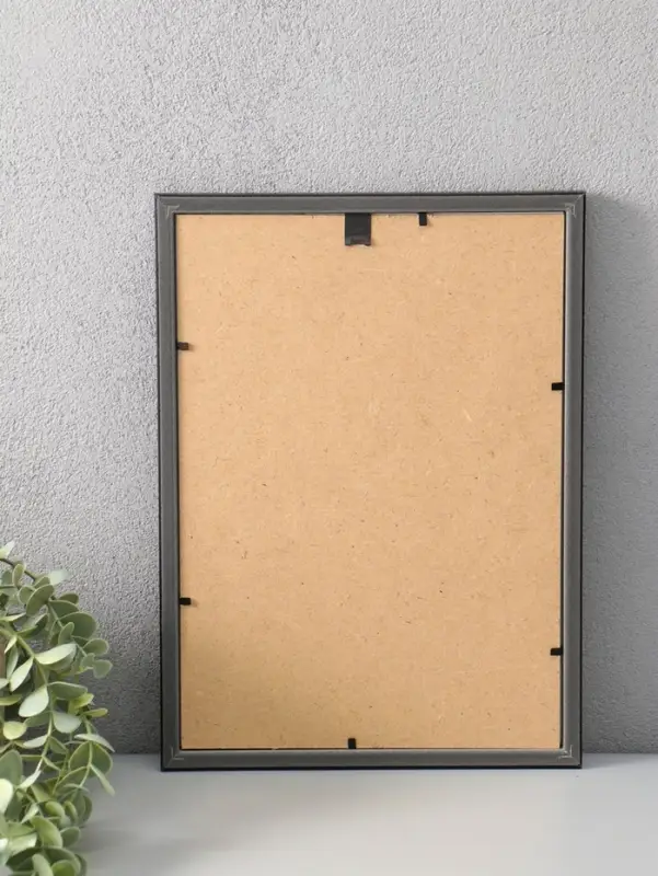 Фоторамка для фото 21х29,7 см (А4) "Oframe", пластик, чёрный с серебром, (пластиковый экран) 1097373