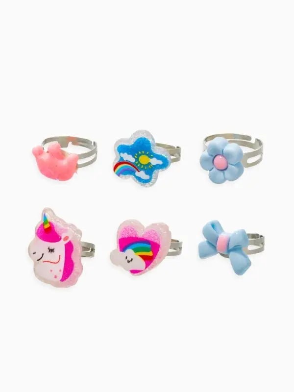 Кольца детские набор 6 шт. &laquo;Выбражулька&raquo; облоко, единорог, форма МИКС, б-р, разноцветный