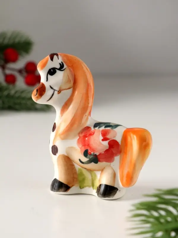 Сувенир Конь с гривой, 8х7,5 см, гжель, цвет Сувенир Конь с гривой, 8х7,5 см, гжель, цвет