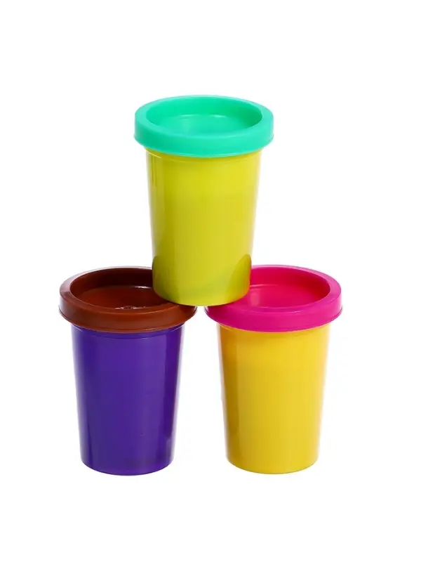 Набор для игры с мягким пластилином &laquo;Зверятки&raquo;, 3 баночки с массой для лепки, 5 предметов