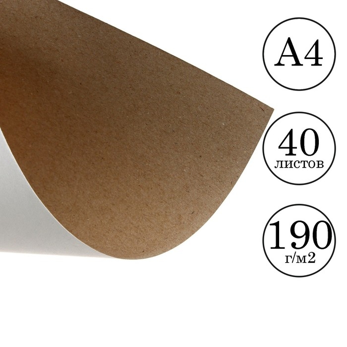 Картон белый А4 Calligrata, 40 листов, 190 г/м2, немелованный, односторонний Картон белый А4 Calligrata, 40 листов, 190 г/м2, немелованный, односторонний