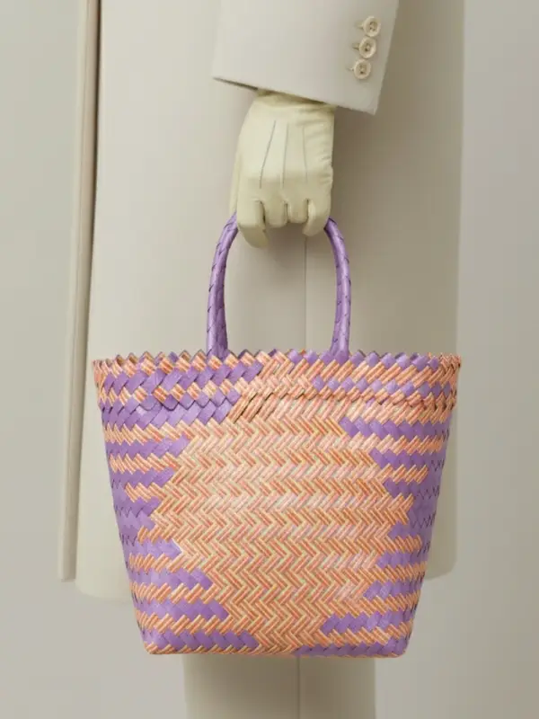 Сумка плетёная, 20&times;10&times;30 см, пластик, сиренево-жёлтая