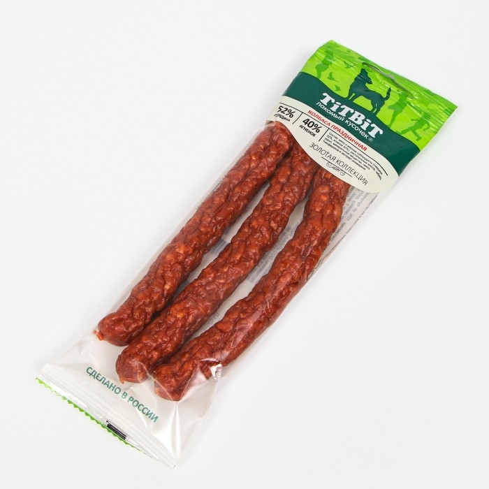 Лакомство для собак Titbit Колбаса Праздничная  Лакомство для собак Titbit Колбаса Праздничная "Золотая коллекция", 80 г