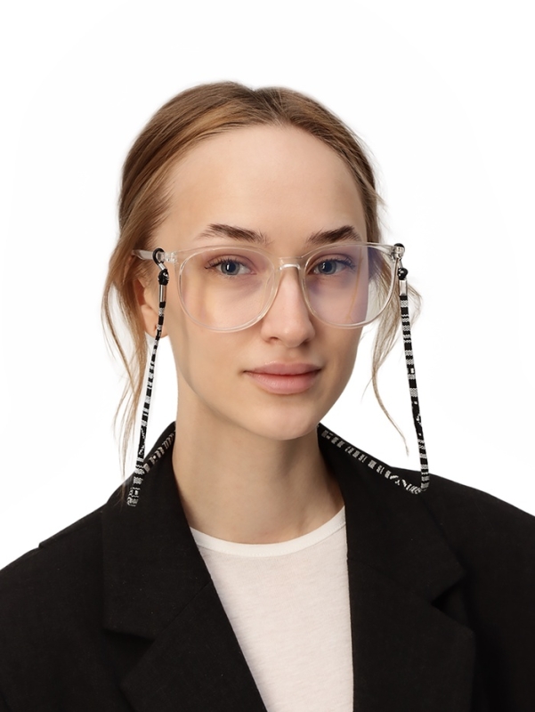 Шнурок для очков на шею 70 см, черный с узором Шнурок для очков на шею 70 см, черный с узором