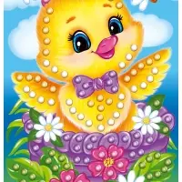 Набор для творчества. Аппликация бусинами "Цыплёнок" (180х250 мм, европодвес)