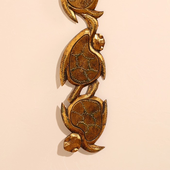 Панно дерево  Панно дерево "Золотые черепашки" 96х16х1,5 см