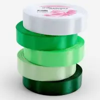 Атласная лента, набор 5 шт., 20 мм, 23&plusmn;1 м, белая, зелёная