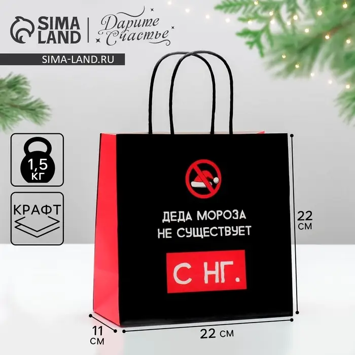 Пакет подарочный новогодний &laquo;Деда мороза не существует&raquo;, 22&times;22&times;11 см