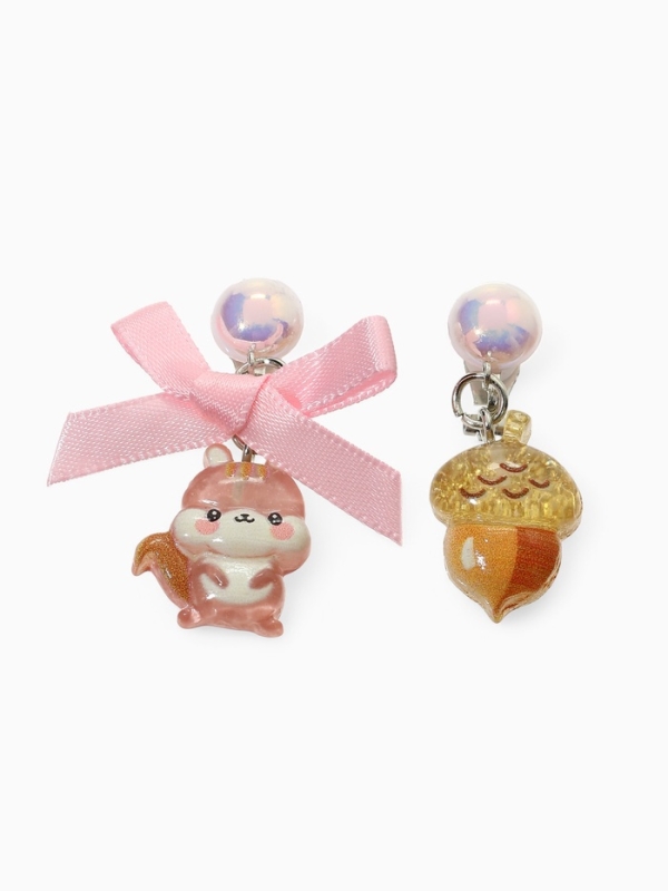 Серьги-клипсы детские  Серьги-клипсы детские "Выбражулька" белочка с бантом, жёлудь с жемчужиной, цветные