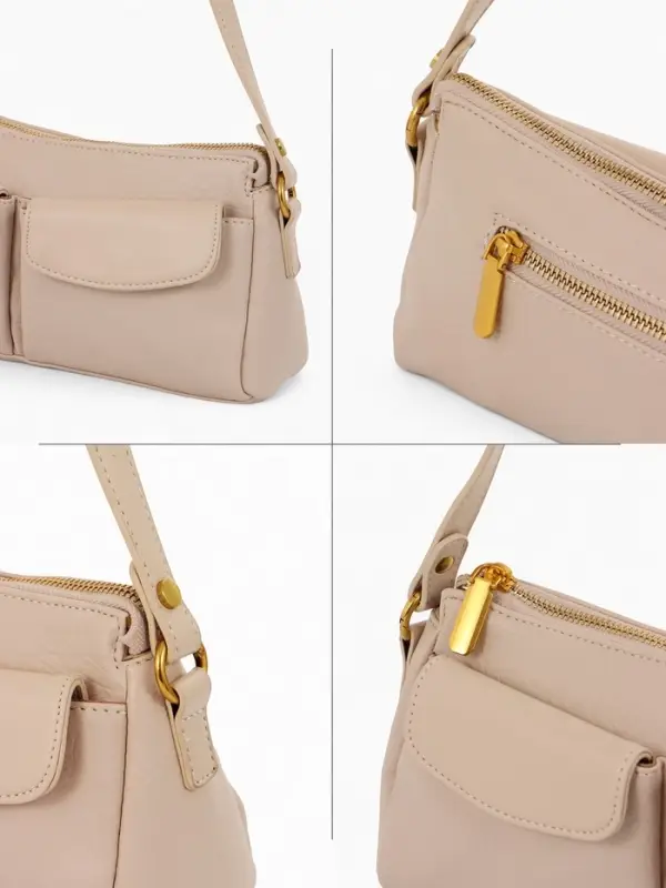 Сумка женская багет TEXTURA на молнии, 27&times;8&times;13 см, бежевая