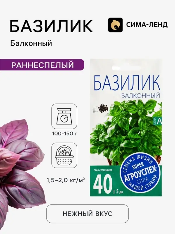 Семена Базилик &laquo;Балконный&raquo;, &laquo;Агроуспех&raquo; 0.3 г
