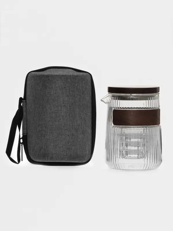 Чайный набор &laquo;Иши&raquo;, чайник, 3 пиалы, в сумочке, стекло, прозрачный