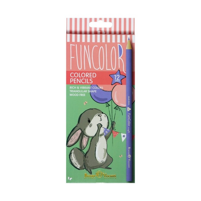 Карандаши 12 цветов FunColor, пластиковые, трёхгранные, МИКС Карандаши 12 цветов FunColor, пластиковые, трёхгранные, МИКС