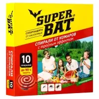 Спирали от комаров SuperBat, тройной эффект, 10 шт.