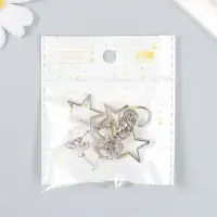 Карабин металл с кольцом "Звезда" серебро набор 5 шт 3,4х2,3 см Карабин металл с кольцом "Звезда" серебро набор 5 шт 3,4х2,3 см