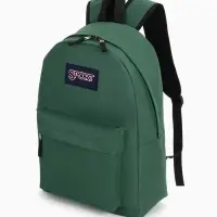 Рюкзак школьный на молнии, с карманом, однотонный, размер 30&times;14&times;41 см, насыщенно-зелёный