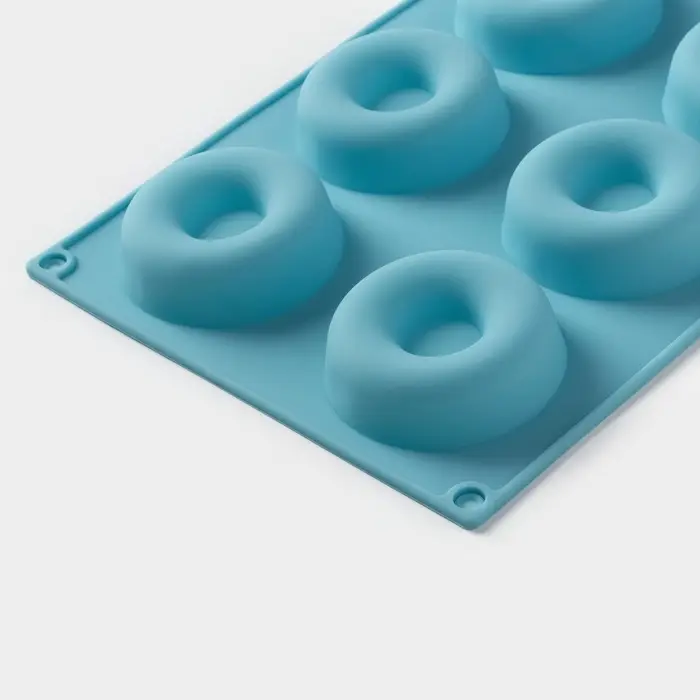 Форма для выпечки Доляна &laquo;Сладости. Пончики&raquo;, 29&times;17 см, 8 ячеек (d=6 см), силикон, МИКС