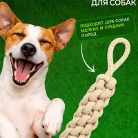Игрушка для собак канатная, до 30 см, до 150 г, плетеная с ручкой