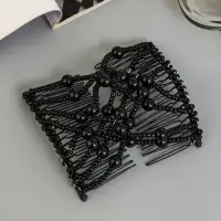 Зажим для волос &laquo;Жемчужная сетка&raquo;, шарики, 9 см, чёрный