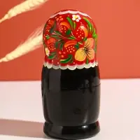 Матрёшка дерево &laquo;Весела&raquo;, красная голова, низ чёрный, 5-кукольная, 14 см