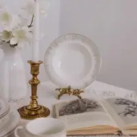 Тарелка глубокая WY Golden rays, 290 мл, d=22 см, фарфор, белая