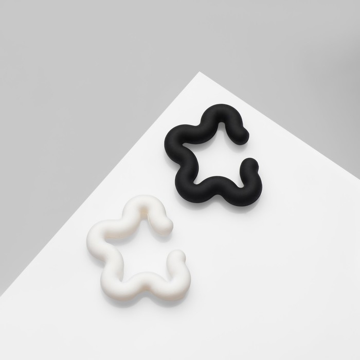 Серьги «Каффы» набор 2 шт, цветок, цвет чёрно-белый Серьги «Каффы» набор 2 шт, цветок, цвет чёрно-белый