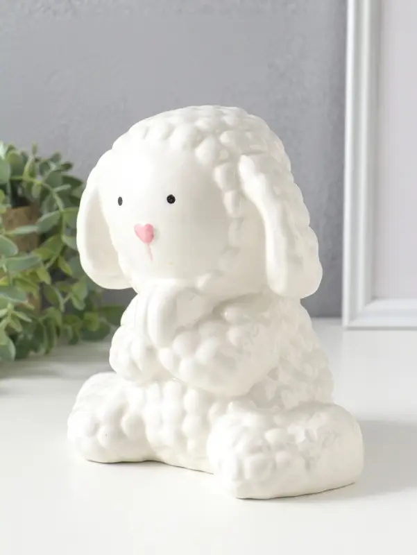 Копилка для денег керамика &laquo;Милый барашек с сердцем&raquo;, белая, 17&times;11&times;15.1 см