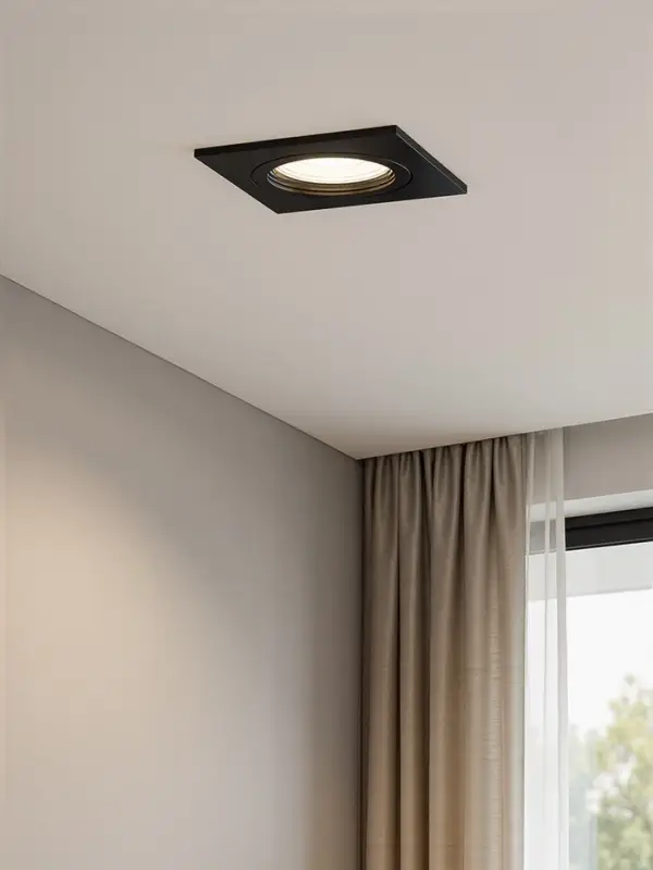 Светильник встраиваемый под лампу MR-16, поворотный, квадратный, пластиковый, чёрный