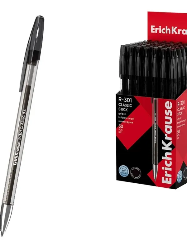 Ручка гелевая ErichKrause R=301 Gel Stick Classic, узел 0.5 мм, чёрная